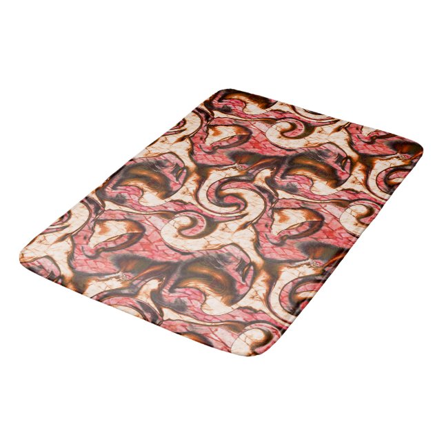 Tapete De Banheiro manchas abstrato vermelho e coral com estilo lenho (Angulado)