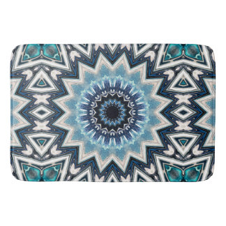 Tapete De Banheiro Mandala azul apontada