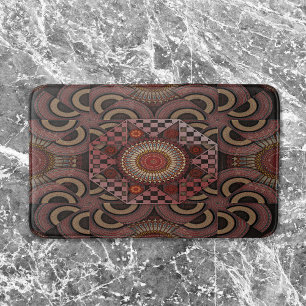 Tapete De Banheiro Mandala de semicírculo étnico com moldura mais sol