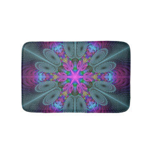 Tapete De Banheiro Mandala Do Centro De Arte Fractal Colorida Com Ros