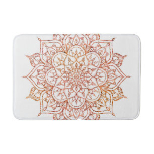 Tapete De Banheiro Mandala Rosa e Laranja em Glam Branco