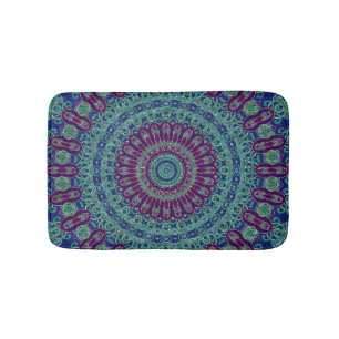 Tapete De Banheiro Mandala roxa, azul e verde