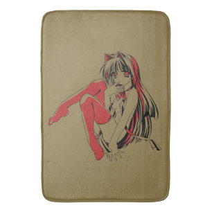 Tapete De Banheiro Mangá R & B, Anime Lolita Gatinha Furry Garota Gat