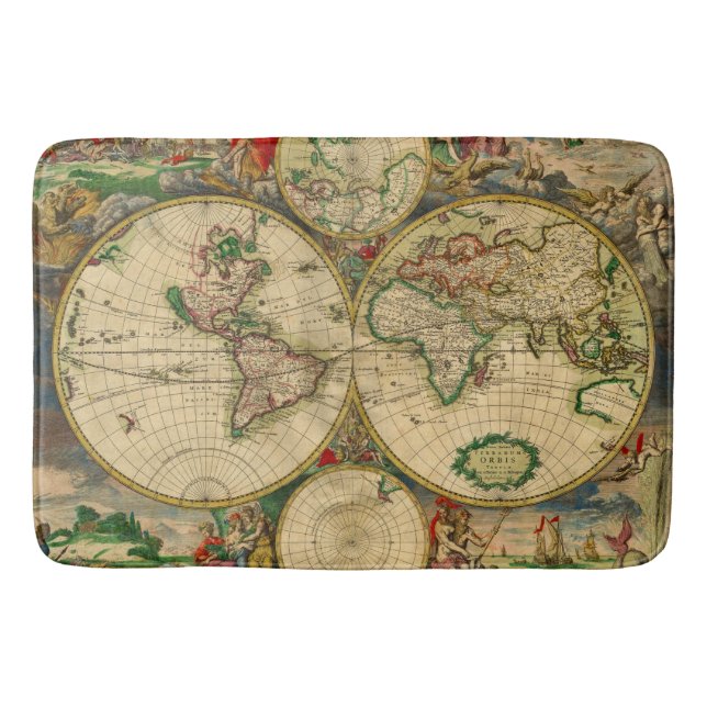 Tapete De Banheiro Mapa antigo do mundo (Frente)