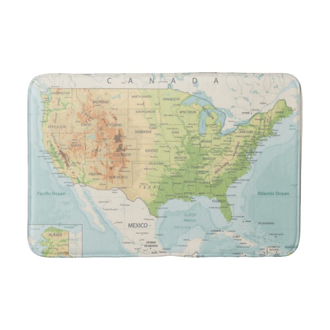 Tapete De Banheiro Mapa de cor retro do mundo (Frente)