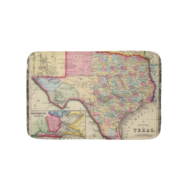 Tapete De Banheiro Mapa do condado de Texas (frente)