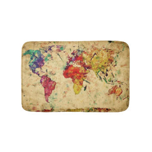 Tapete De Banheiro Mapa do mundo do vintage
