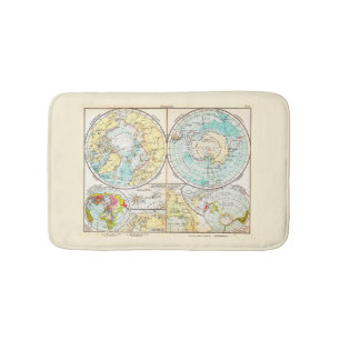Tapete De Banheiro Mapa Polar de Língua Alemã