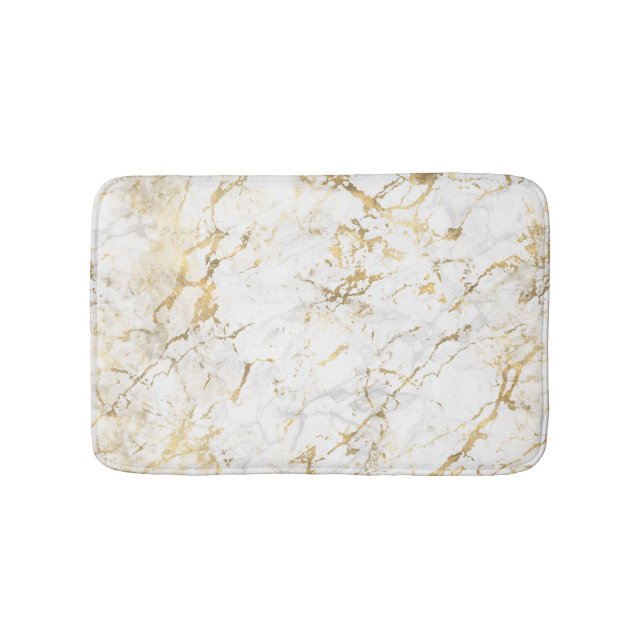 Tapete De Banheiro Marble branco e Dourado (frente)