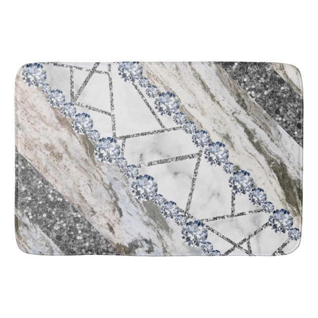 Tapete De Banheiro Marble Cinza Dourada White (Frente)
