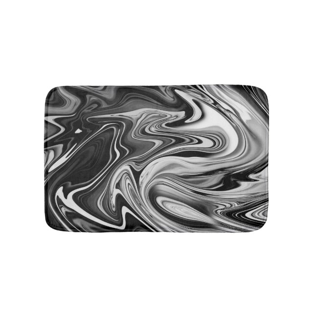 Tapete De Banheiro Marble Elegante 7 - Preto e Branco Líquido (frente)