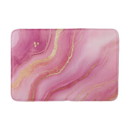 Tapete De Banheiro Marble Elegante rosa e Dourado