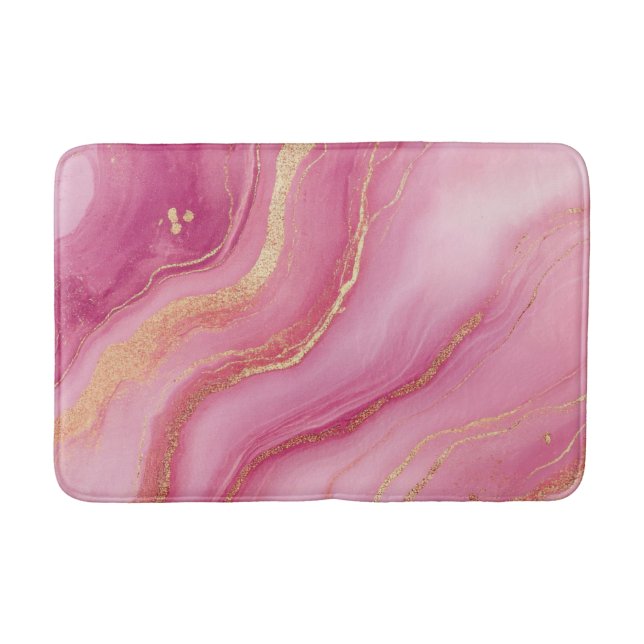 Tapete De Banheiro Marble Elegante rosa e Dourado (Frente)