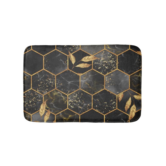 Tapete De Banheiro Marble Hexagon, Ouro Deixa Textura. (frente)