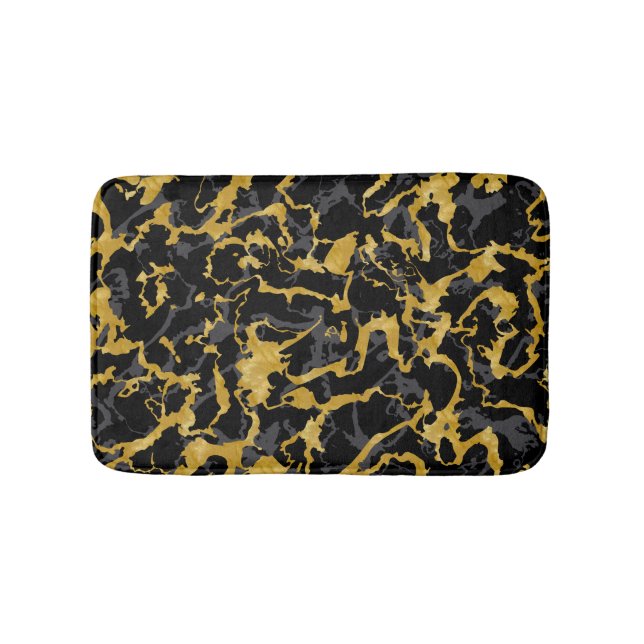 Tapete De Banheiro Marble Selvagem 8 - Preto e Dourado,Cinza (frente)