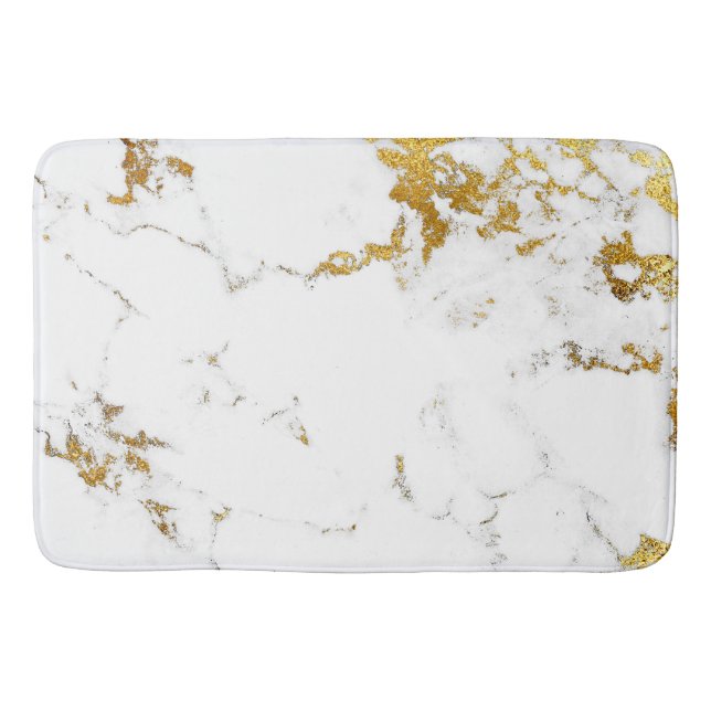 Tapete De Banheiro Marble White Dourada Carrara Abstrato Urban Lux (Frente)