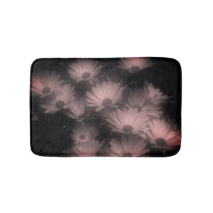 Tapete De Banheiro Margarida Africana Flores Pretas Branco Alto Contr