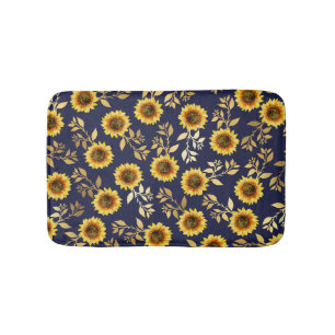 Tapete De Banheiro Marinho Amarelo sunny Dourado Girassóis Girassóis