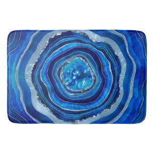 Tapete De Banheiro Marinho Blue Agate Geode Arte Digital