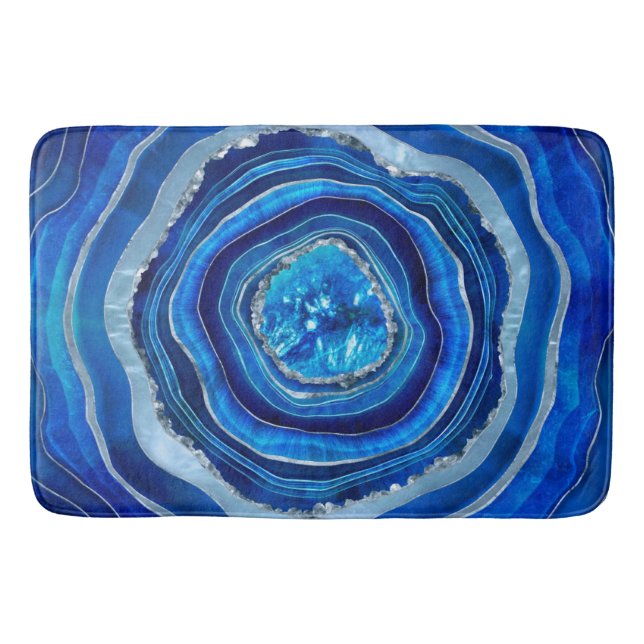 Tapete De Banheiro Marinho Blue Agate Geode Arte Digital (Frente)