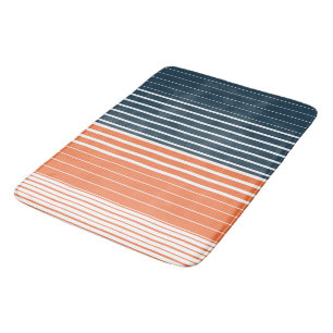 Tapete De Banheiro Marinho Náutico Blue Orange Stripes