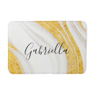 Tapete De Banheiro Mármore Branco com brilho ouro