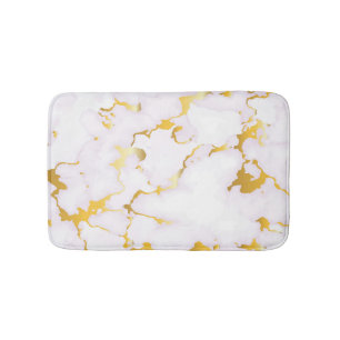 Tapete De Banheiro Mármore Branco E Dourado