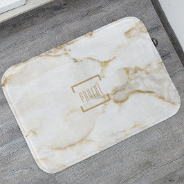 Tapete De Banheiro Mármore com Efeito Dourado de Nome Personalizado M