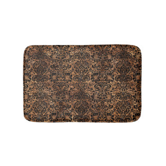 TAPETE DE BANHEIRO MÁRMORE DAMASK2 PRETO & PEDRA MARROM (R)