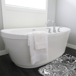 Tapete De Banheiro Mármore Líquido abstrato Preto e Branco