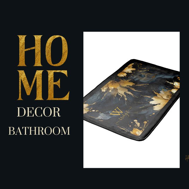 Tapete De Banheiro mármore preto de ouro abstrato da Trendy (Criador carregado)