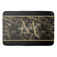 Mármore Preto e Dourado Monograma Luxo Elegante