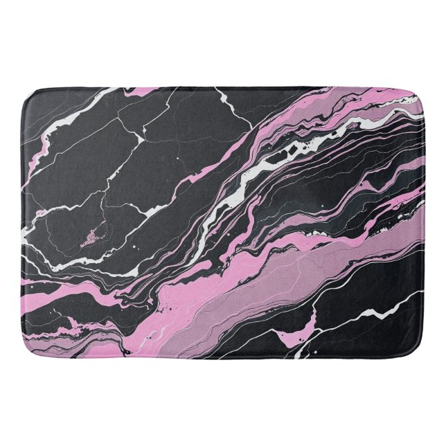 Tapete De Banheiro Mármore Preto e Rosa (Frente)