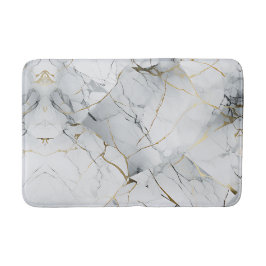 Tapete De Banheiro Marmoreado Branco e Dourado Elegante