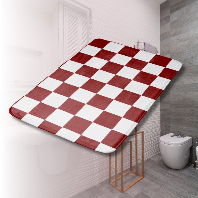 Tapete De Banheiro Maroon e White Checkage (Criador carregado)