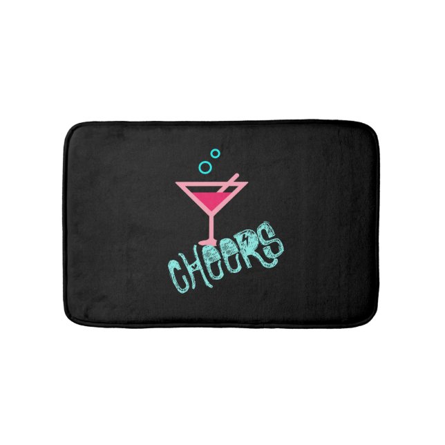 Tapete De Banheiro Martini - Arte de Pop, Rosa e Turquesa com Álcool (frente)