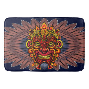 Tapete De Banheiro Máscara Ritual do Rei Guerreiro Tribal
