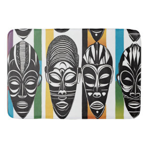 Tapete De Banheiro Máscaras Tribais Africanas Esclarecidas Coloridas