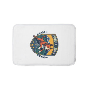 Tapete De Banheiro Mascote Esportivo Vintage Leões Pitbull Vetor D