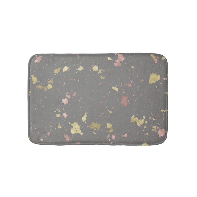 Tapete De Banheiro Matar Cinzas Douradas e Rosa Douradas Flocos Escur (frente)