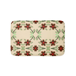 Tapete De Banheiro Matéria Floral Castanha, Acentuada Com Vermelho