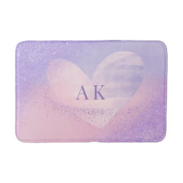 Tapete De Banheiro Matriz Cardíaca Púrpura de Gradiente Rosa Monogram