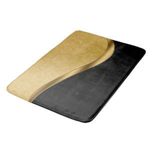 Tapete De Banheiro Matriz de Banheiro Preto e Dourado Grande