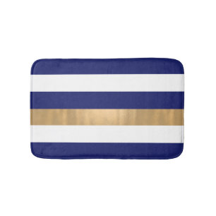 Tapete De Banheiro Matriz de Banho Azul Moderno e Dourado