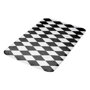Tapete De Banheiro Matriz de Banho com Checagem a Preto e Branco