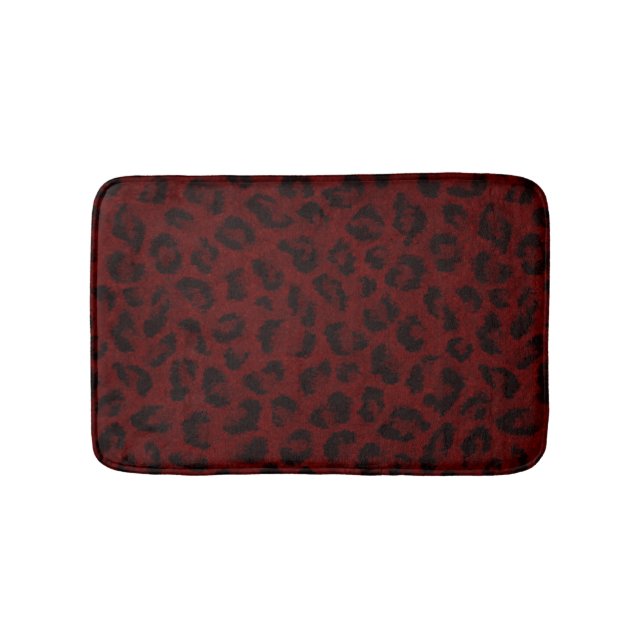 Tapete De Banheiro Matriz de Banho de Leopardo Vermelho (frente)