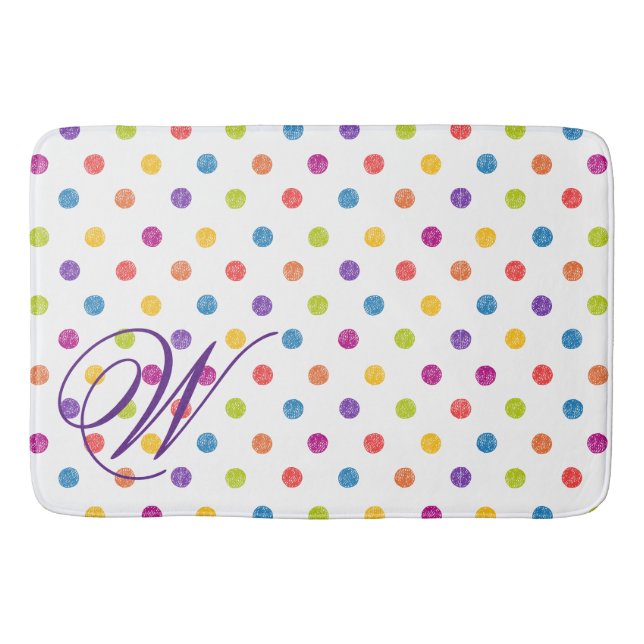 Tapete De Banheiro Matriz de Banho Polka-Dot Personalizada (Frente)