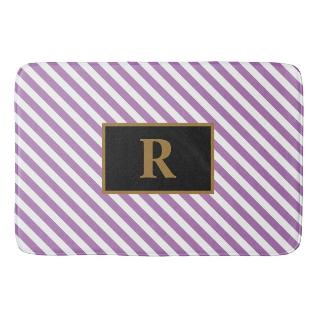 Tapete De Banheiro Matriz de Banho Púrpura/Branco Inicial Personaliza (Frente)