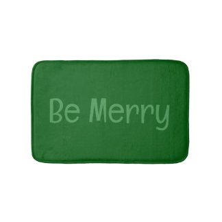 Tapete De Banheiro Matriz de Banho Verde Escuro "Seja Feliz" com Text
