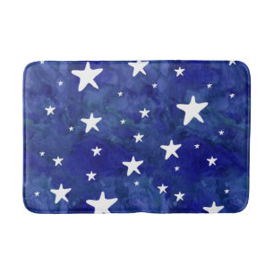 Tapete De Banheiro Matriz de marinho estrelado azul de água